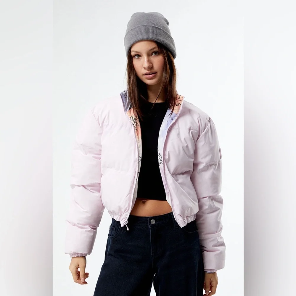 NWT $198 Roxy x Chloe Kim Reversible Puffer Bomber Jacket Sz m - Picture 2 of 11